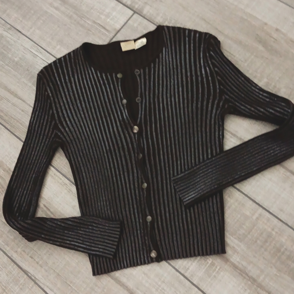 KRIZIA MAGLIA..WOOL SNAP RIBBED SWEATER..SIZE 42..VINTAGE